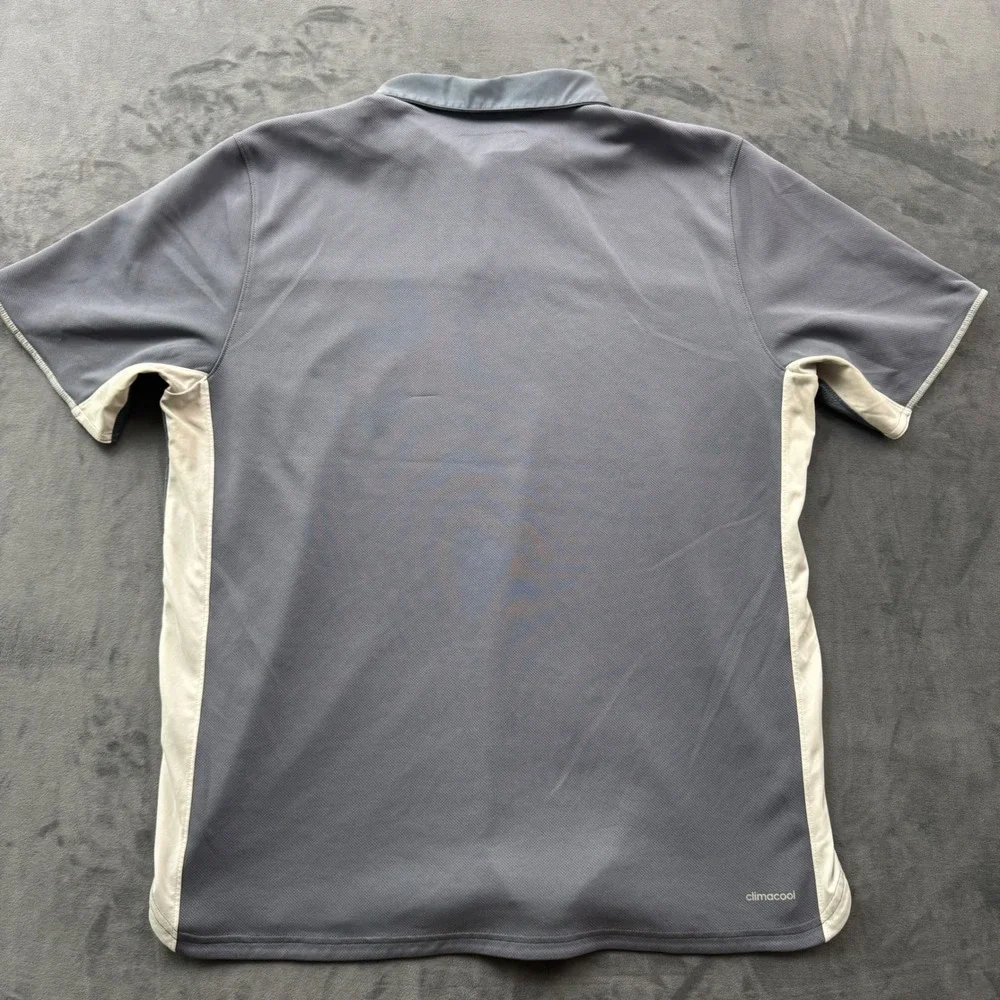 Adidas Climacool Polo Shirt Mens XL Gray Cream Short Sleeve Golf Athletic Top
